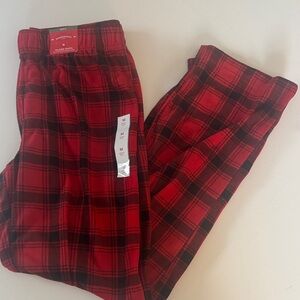 Fleece Pajama Pants Mens Medium Red Plaid